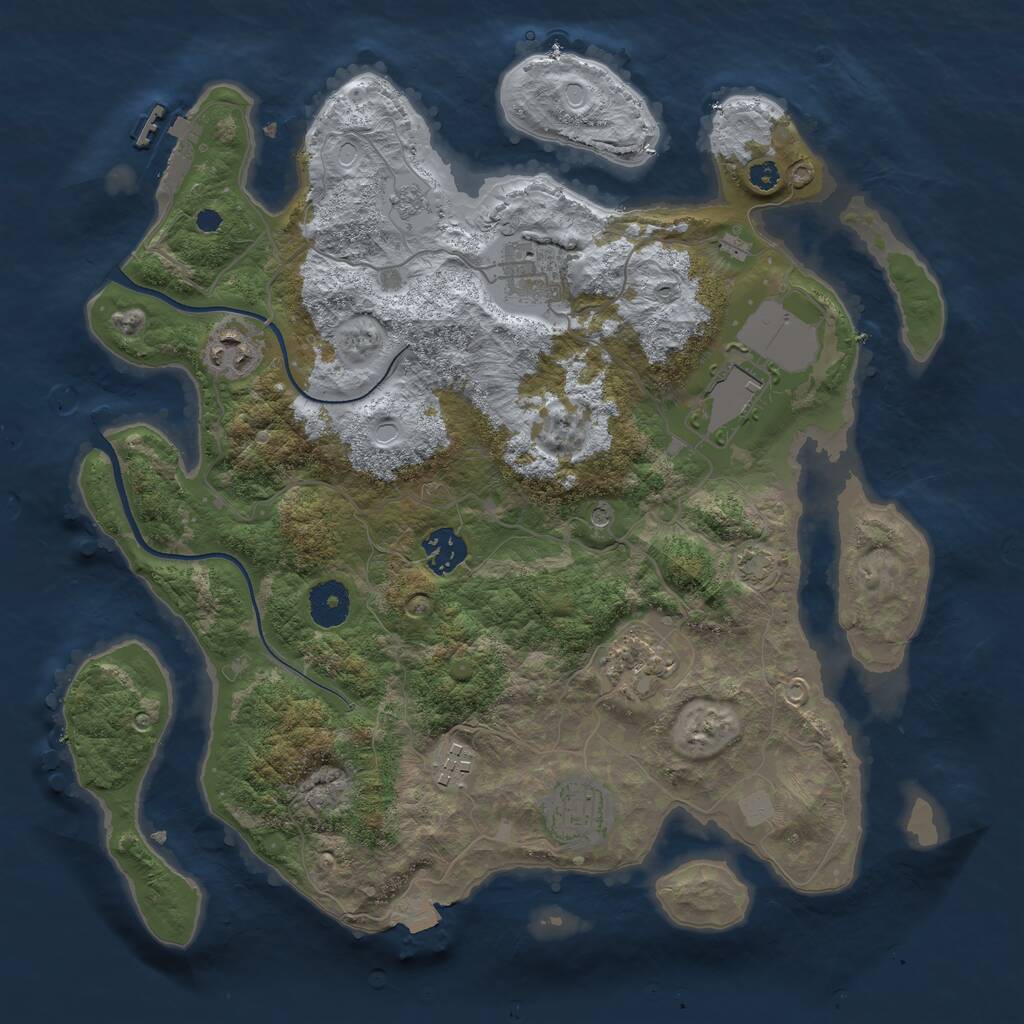 Rust Map: Procedural Map, Size: 3500, Seed: 543247267, 12 Monuments