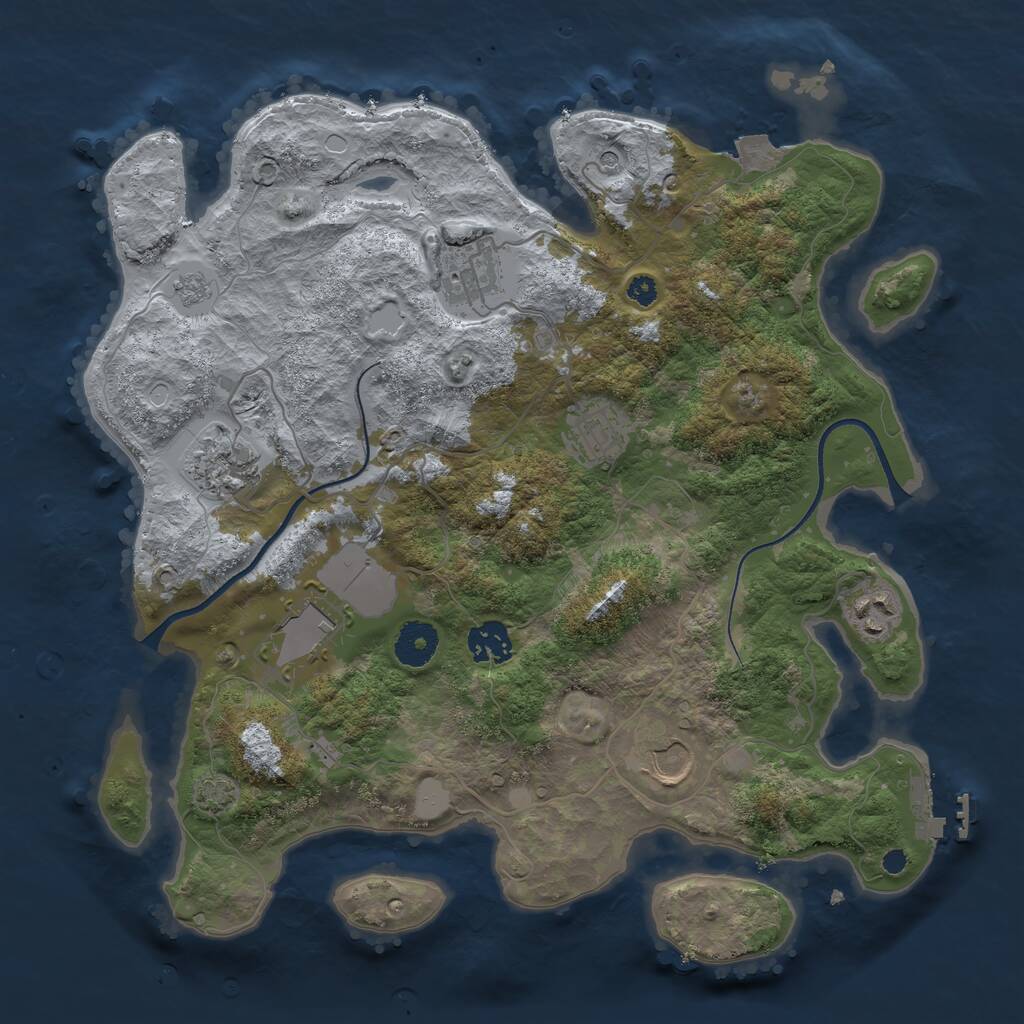 Rust Map: Procedural Map, Size: 3500, Seed: 1610116487, 12 Monuments