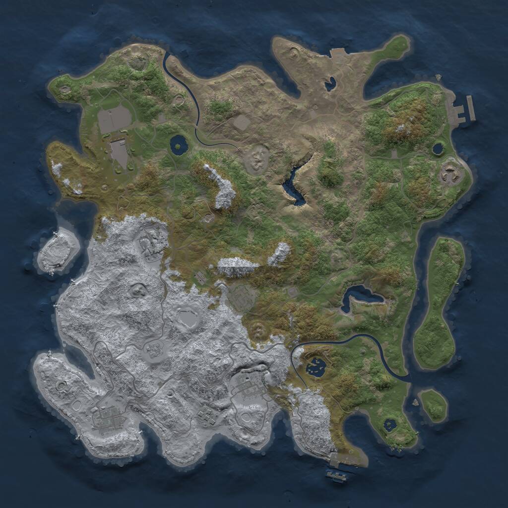 Rust Map: Procedural Map, Size: 4000, Seed: 1690538754, 14 Monuments