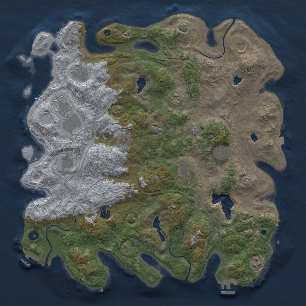 Rust Map: Procedural Map, Size: 4500, Seed: 1871828539, 17 Monuments