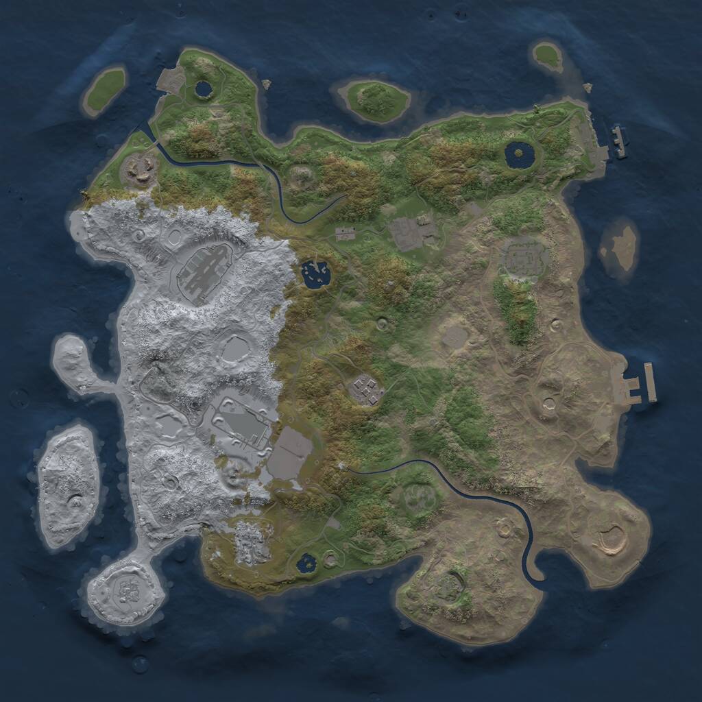 Rust Map: Procedural Map, Size: 3600, Seed: 578, 15 Monuments