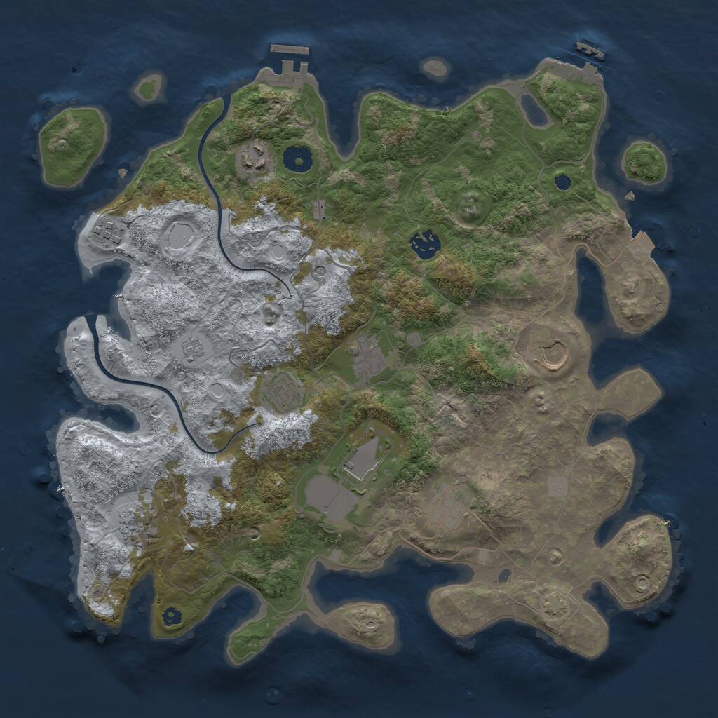 Rust Map: Procedural Map, Size: 3750, Seed: 353111654, 15 Monuments