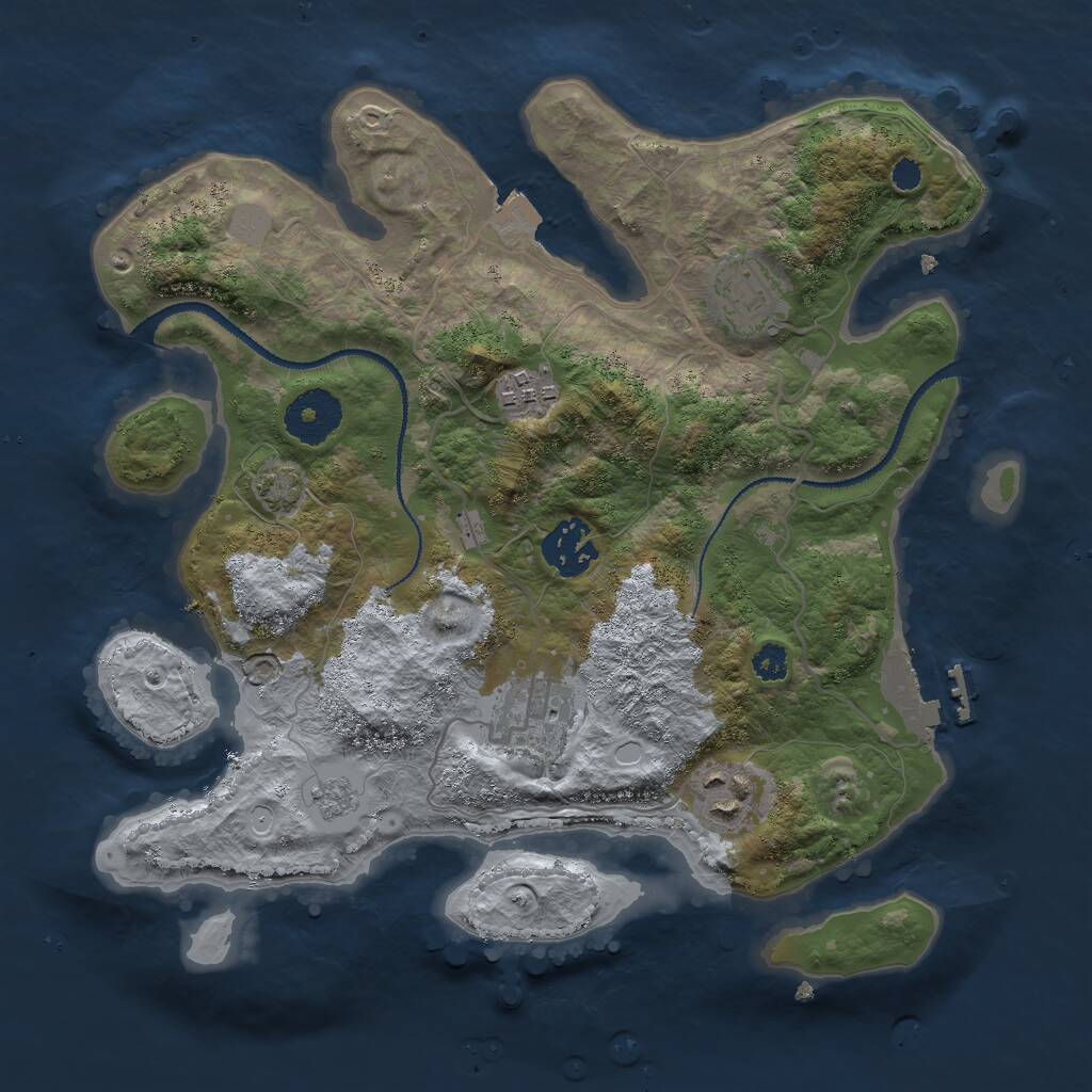 Rust Map: Procedural Map, Size: 3000, Seed: 1837845343, 9 Monuments