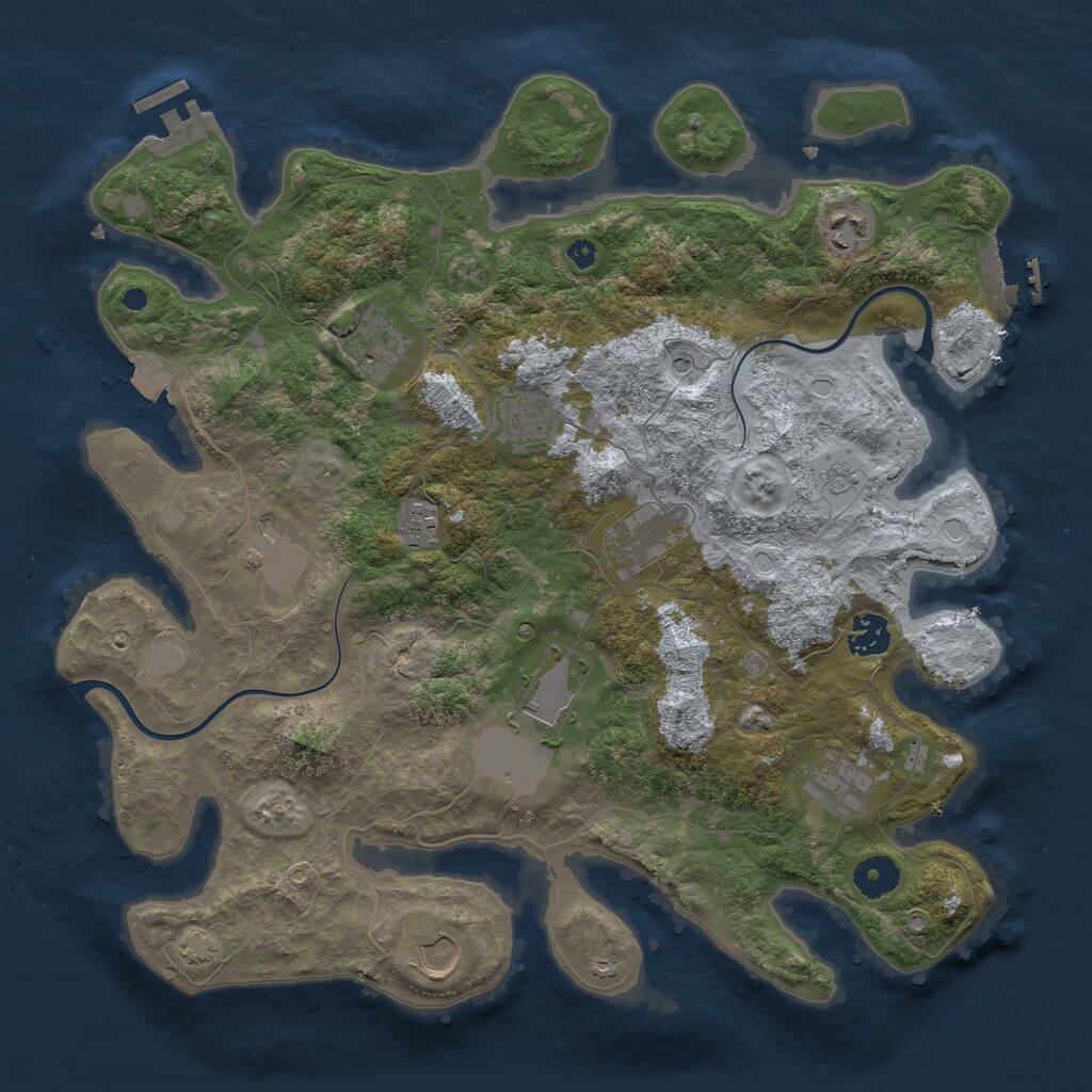 Rust Map: Procedural Map, Size: 3800, Seed: 1312, 16 Monuments