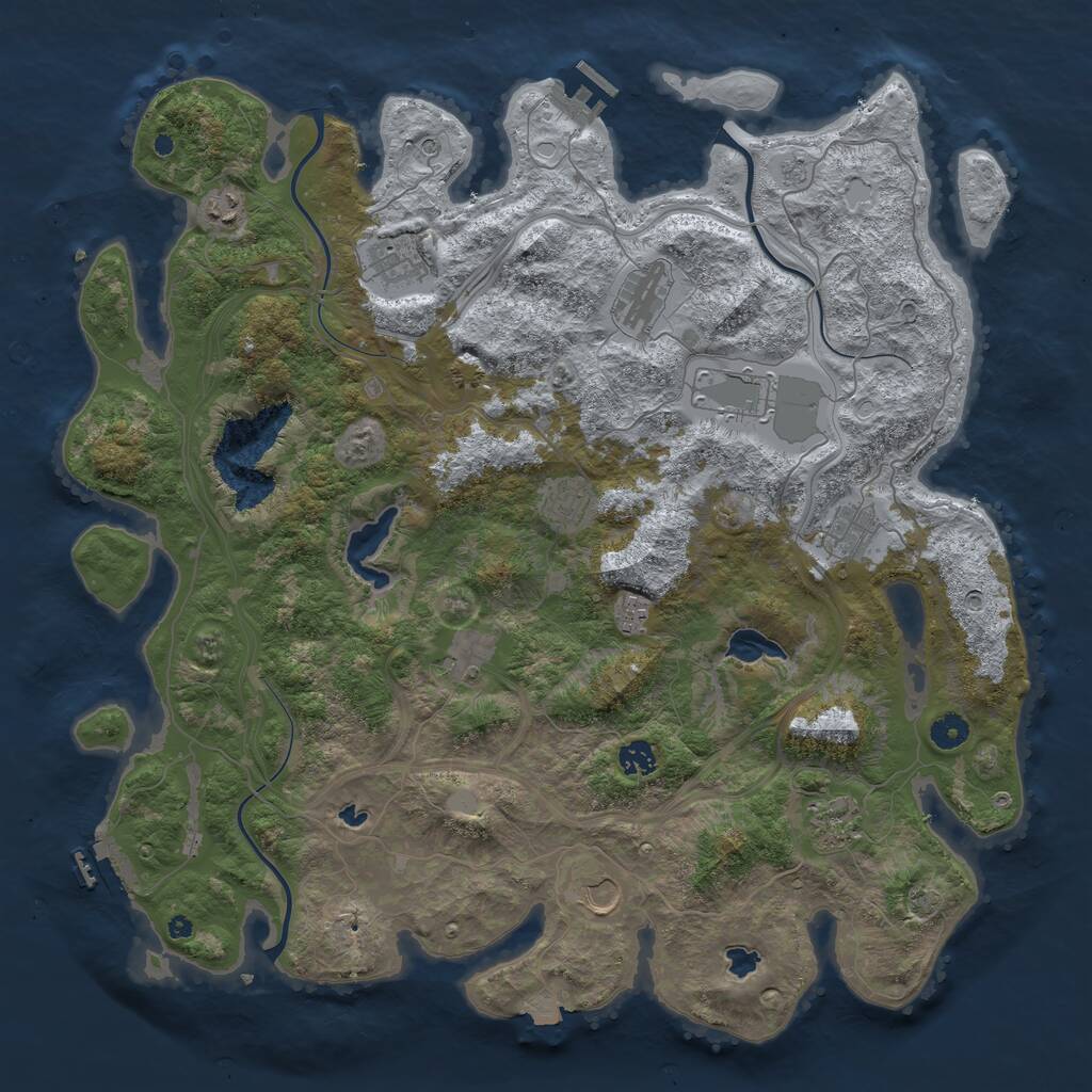 Rust Map: Procedural Map, Size: 4500, Seed: 1185491171, 17 Monuments