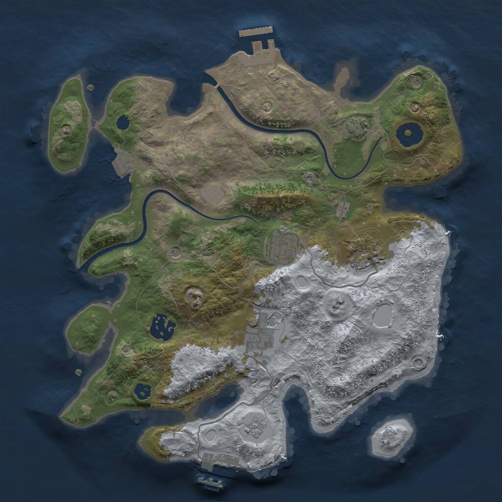 Rust Map: Procedural Map, Size: 3000, Seed: 5061, 10 Monuments