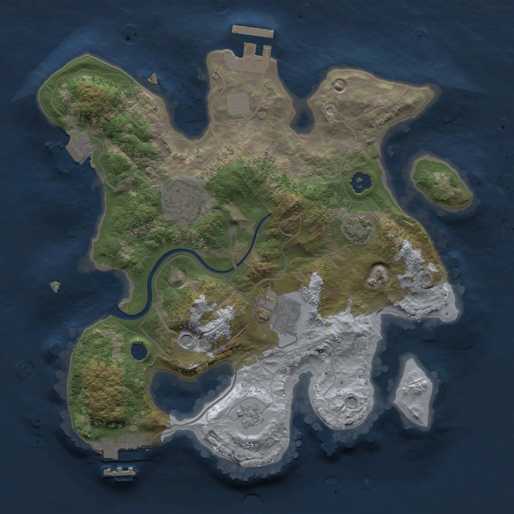 Rust Map: Procedural Map, Size: 2500, Seed: 359972370, 8 Monuments