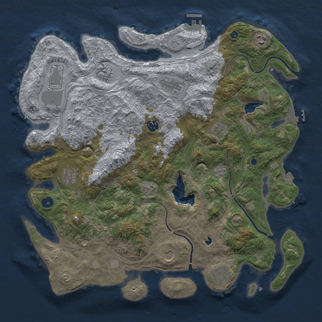 Rust Map: Procedural Map, Size: 4250, Seed: 1145144109, 16 Monuments