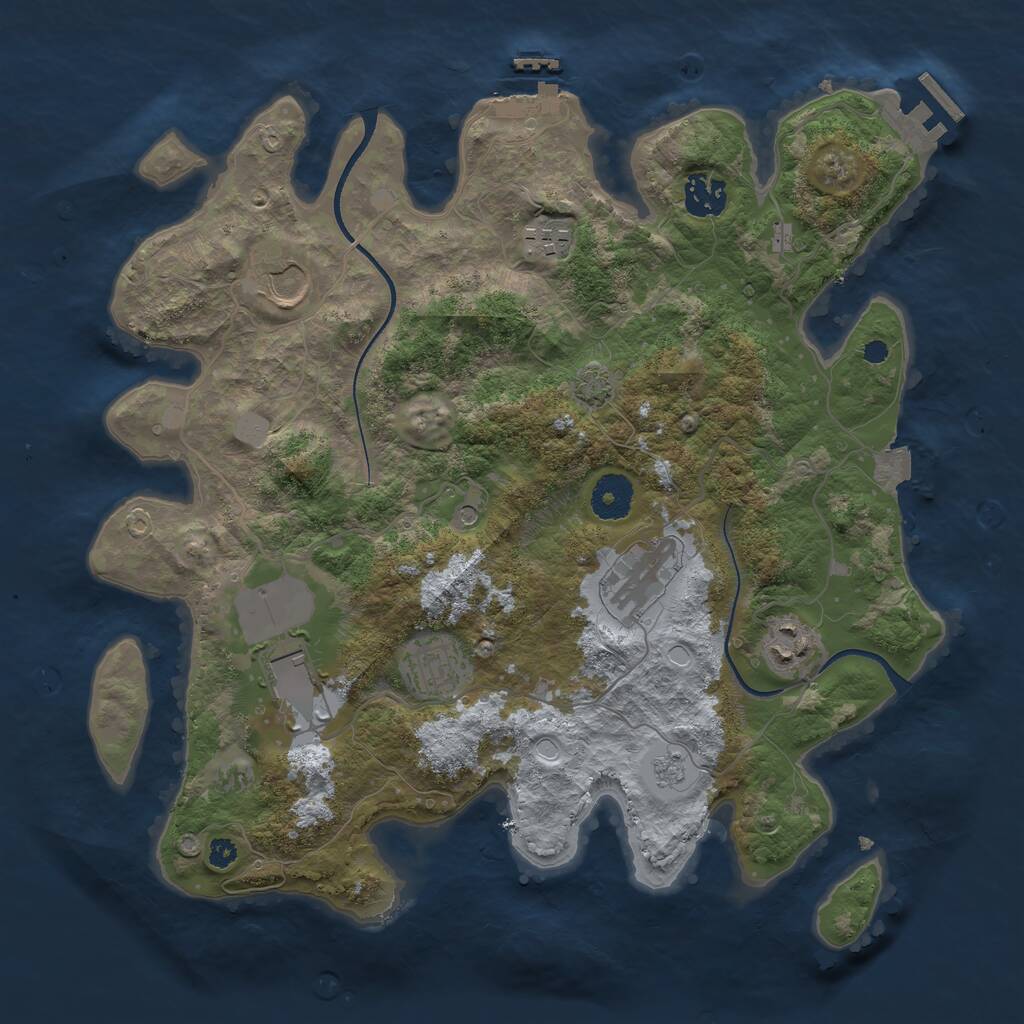 Rust Map: Procedural Map, Size: 3500, Seed: 1420304911, 13 Monuments