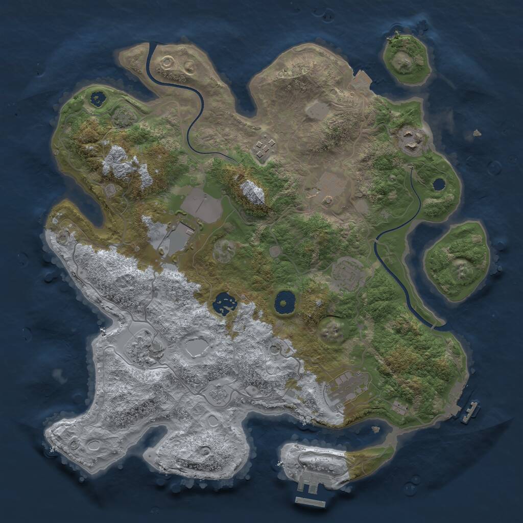 Rust Map: Procedural Map, Size: 3500, Seed: 511658521, 14 Monuments