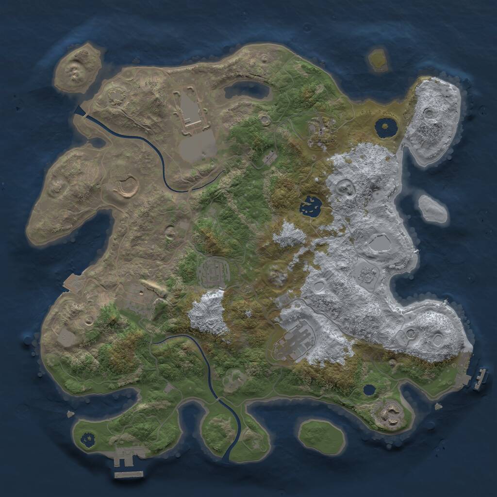 Rust Map: Procedural Map, Size: 3500, Seed: 545269930, 14 Monuments