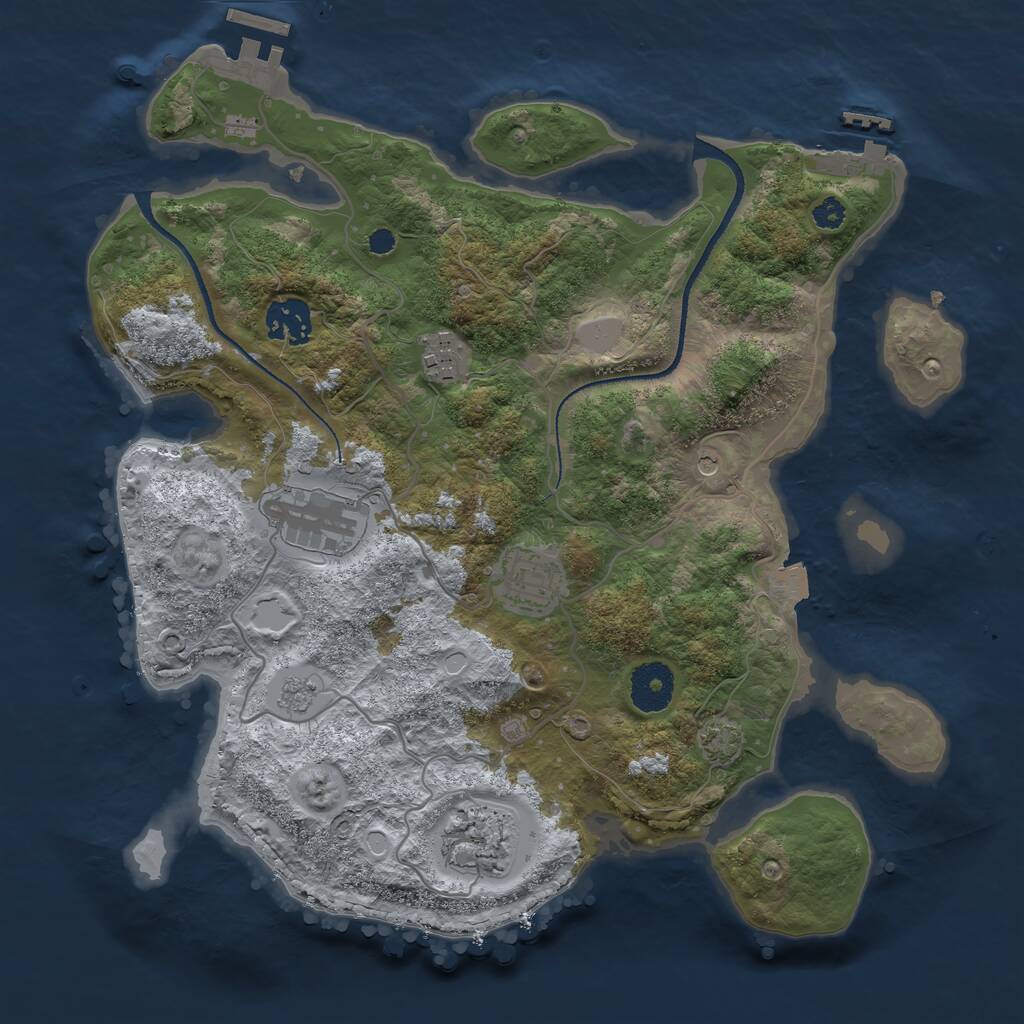 Rust Map: Procedural Map, Size: 3250, Seed: 1954696346, 11 Monuments