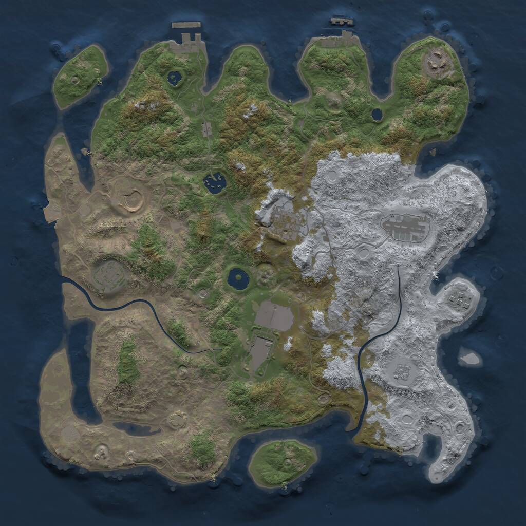 Rust Map: Procedural Map, Size: 3700, Seed: 258155173, 14 Monuments
