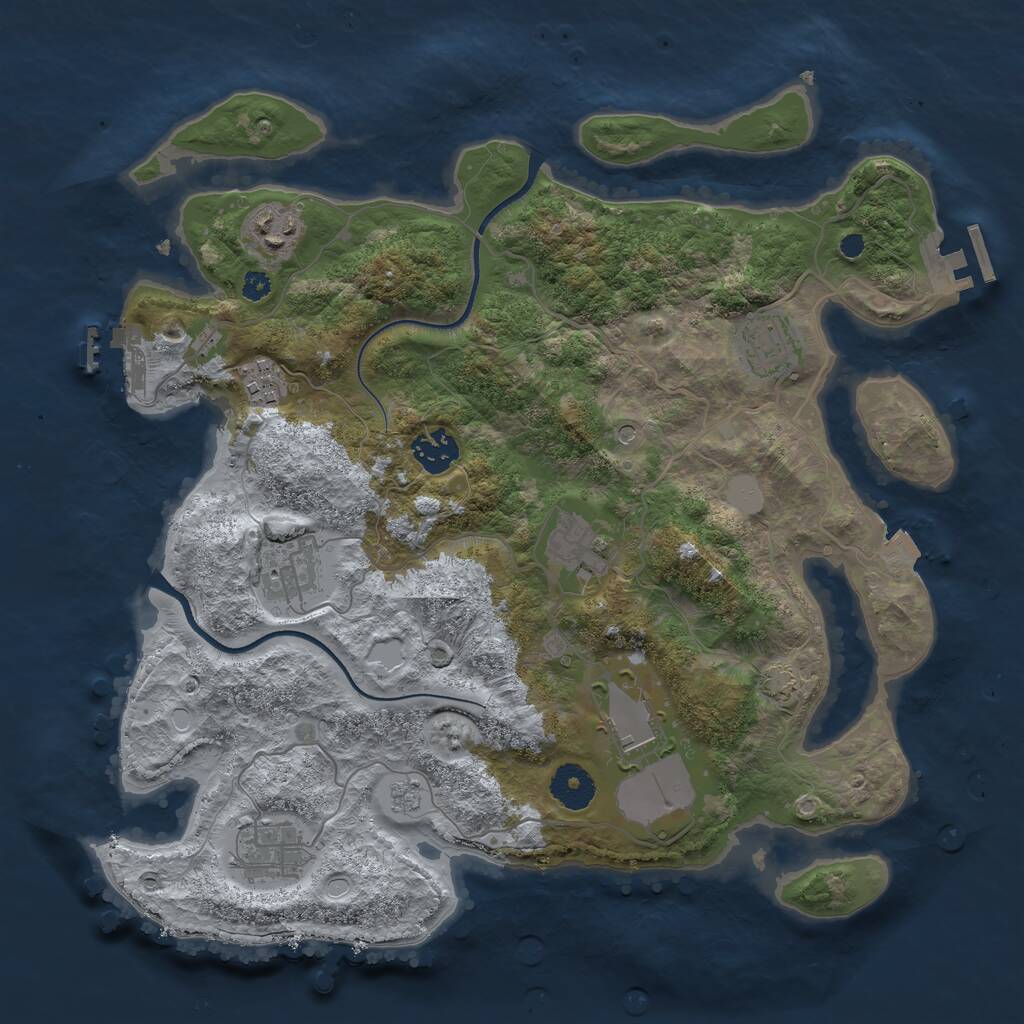 Rust Map: Procedural Map, Size: 3500, Seed: 1250997113, 14 Monuments