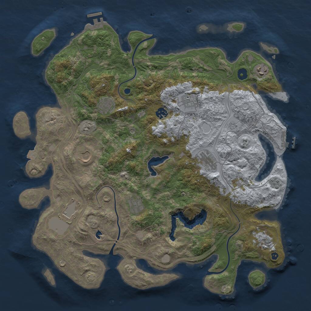 Rust Map: Procedural Map, Size: 4250, Seed: 160373498, 16 Monuments