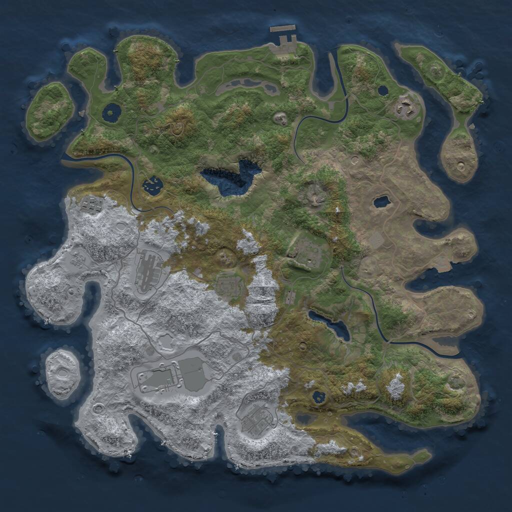 Rust Map: Procedural Map, Size: 4050, Seed: 875141015, 13 Monuments