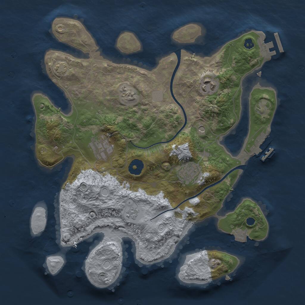 Rust Map: Procedural Map, Size: 3000, Seed: 1245011540, 9 Monuments