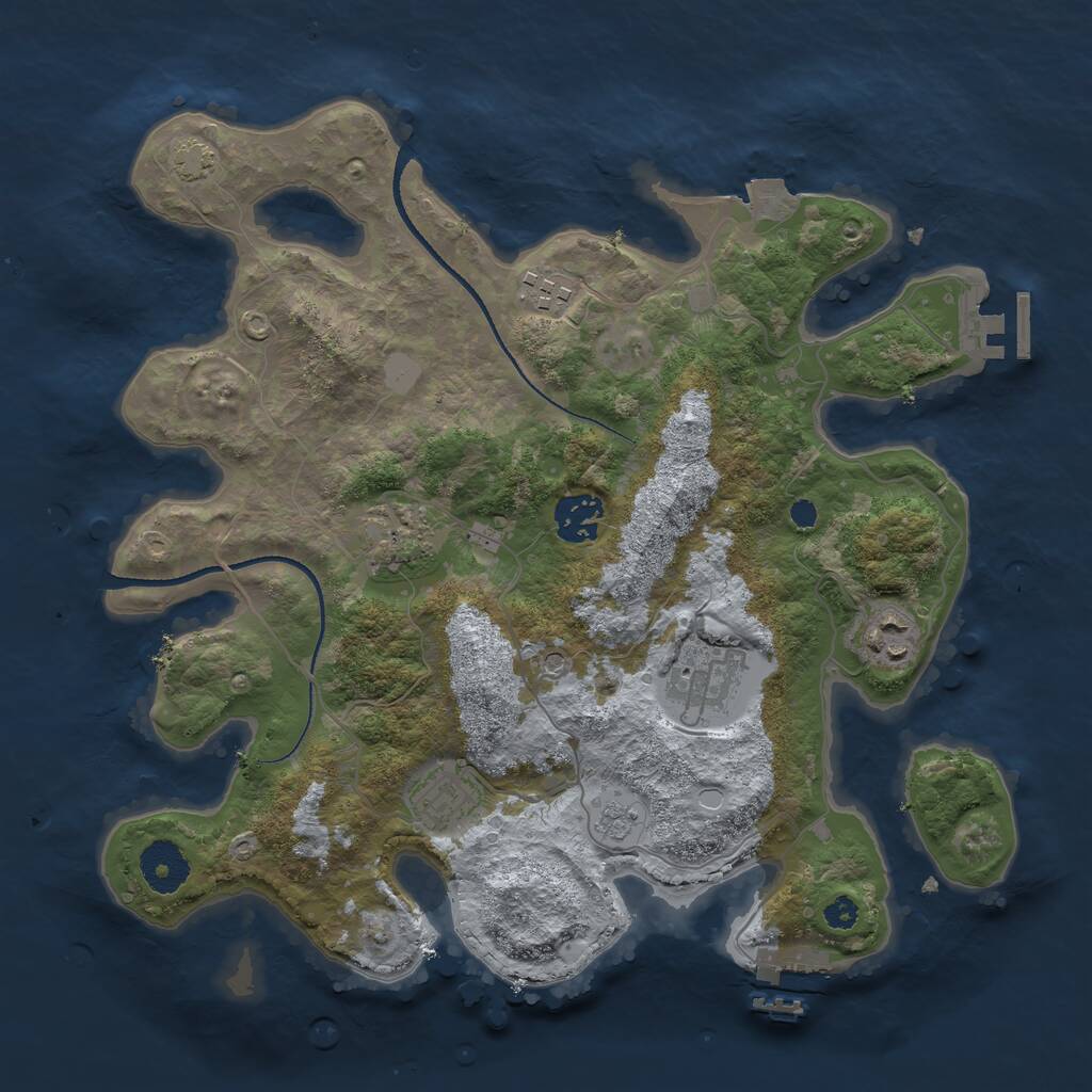 Rust Map: Procedural Map, Size: 3300, Seed: 912055745, 12 Monuments