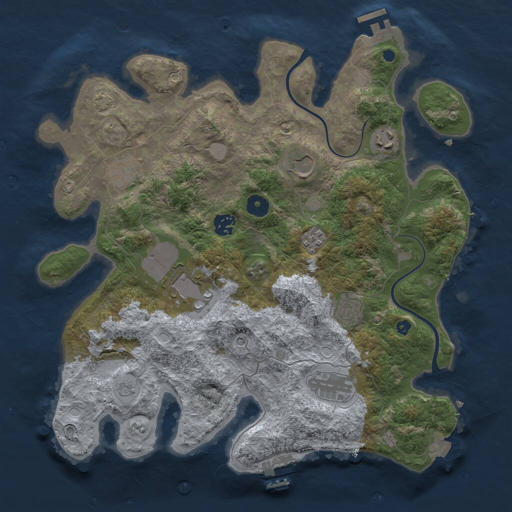 Rust Map: Procedural Map, Size: 3500, Seed: 1579527832, 14 Monuments