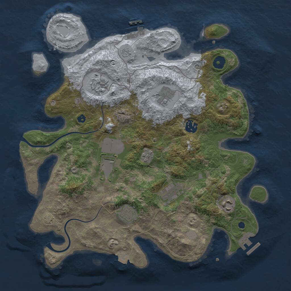 Rust Map: Procedural Map, Size: 3500, Seed: 74722776, 14 Monuments