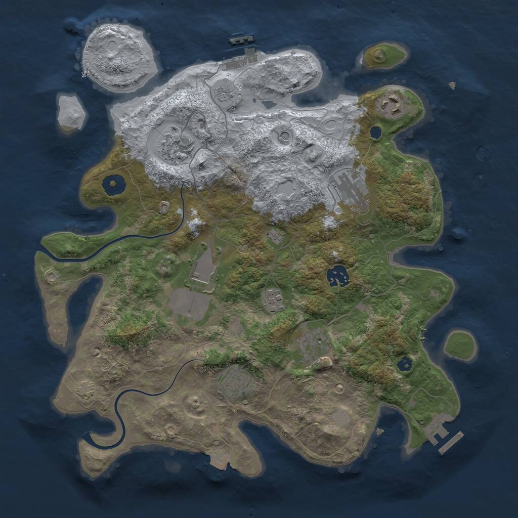 Rust Map: Procedural Map, Size: 3500, Seed: 74722776, 14 Monuments