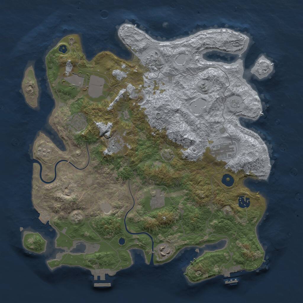 Rust Map: Procedural Map, Size: 3700, Seed: 530156138, 14 Monuments