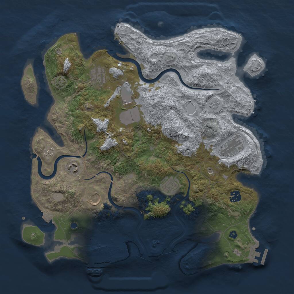 Rust Map: Procedural Map, Size: 3700, Seed: 530156138, 14 Monuments