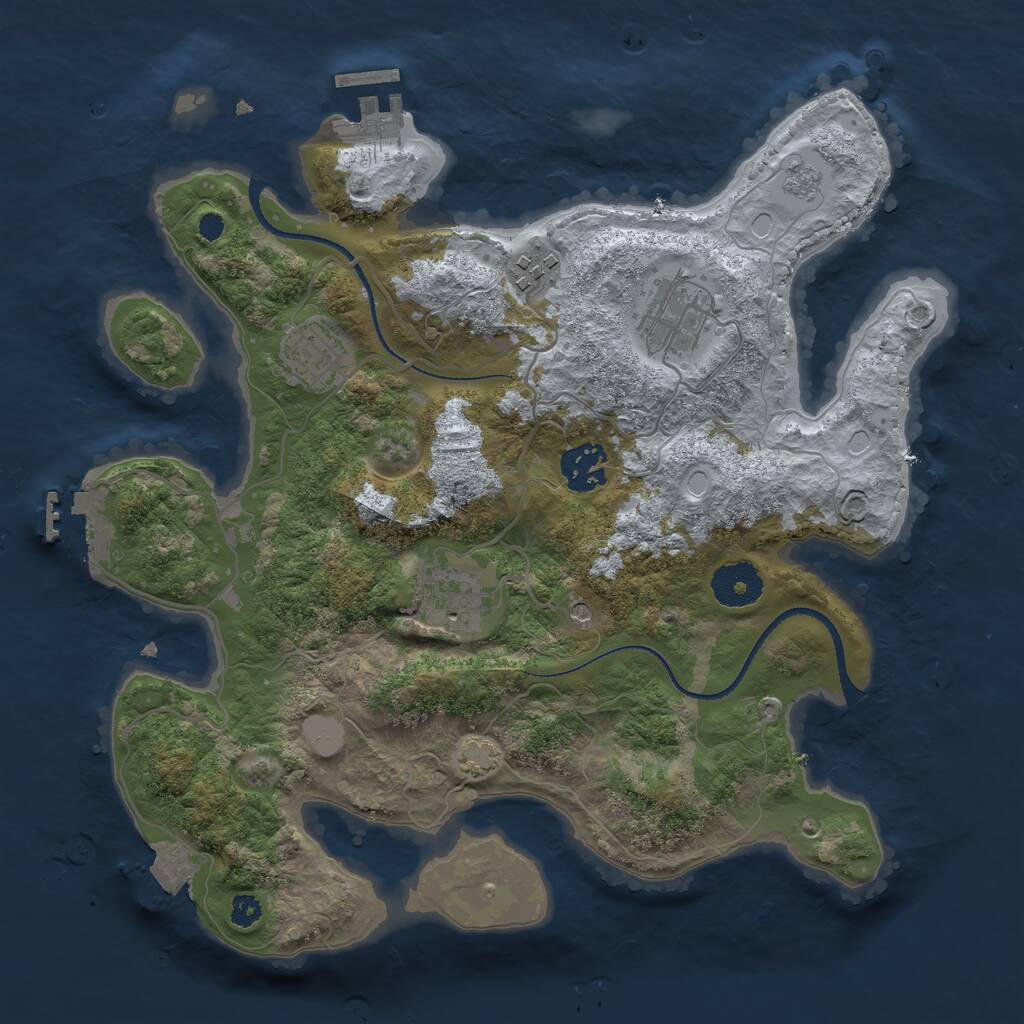 Rust Map: Procedural Map, Size: 3200, Seed: 134655, 11 Monuments