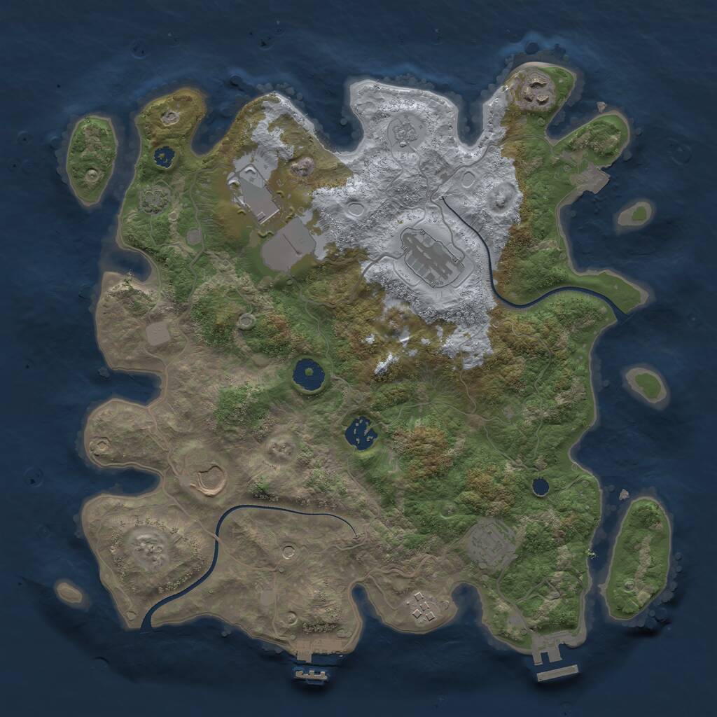 Rust Map: Procedural Map, Size: 3500, Seed: 8190959, 13 Monuments