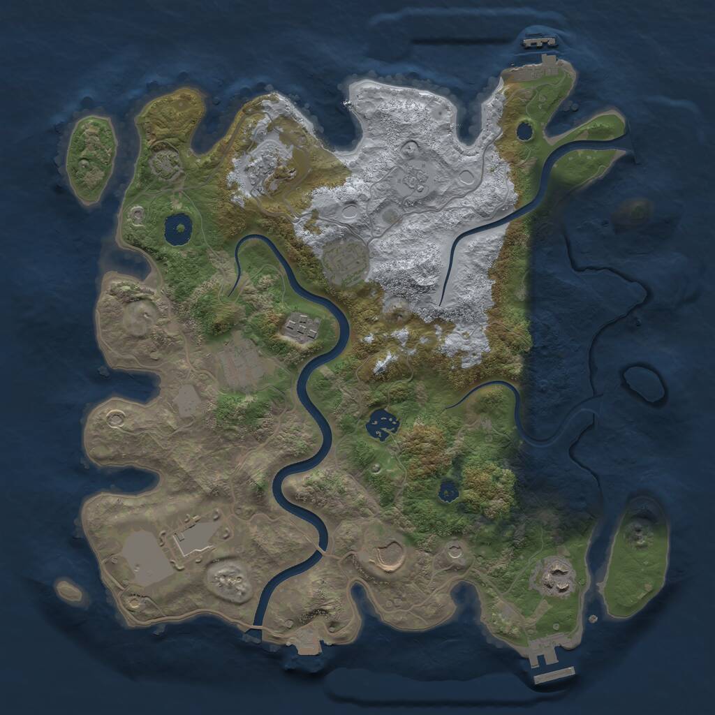 Rust Map: Procedural Map, Size: 3500, Seed: 8190959, 14 Monuments