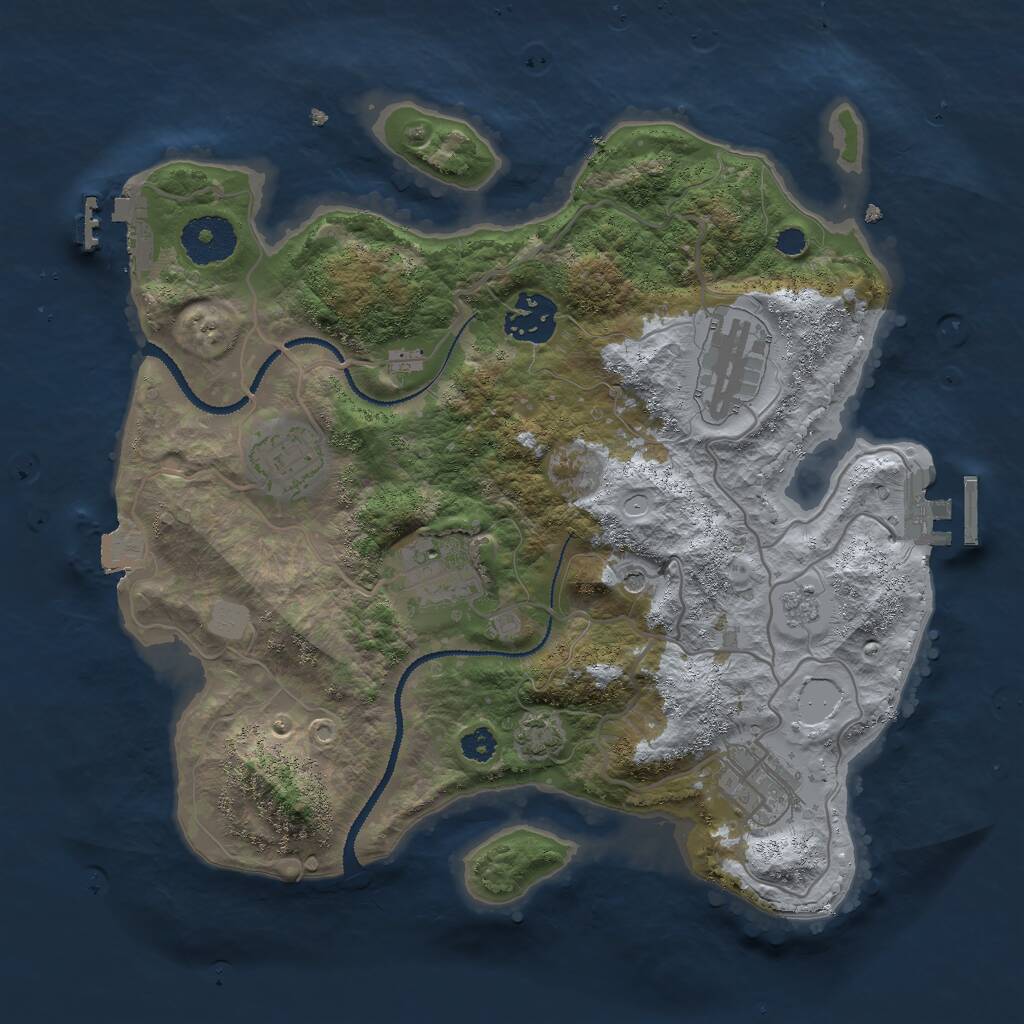 Rust Map: Procedural Map, Size: 3000, Seed: 890079360, 11 Monuments