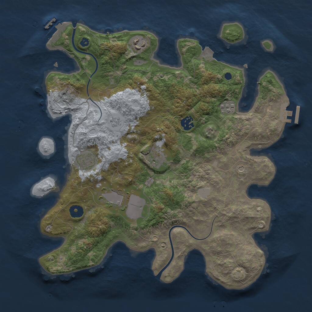 Rust Map: Procedural Map, Size: 3500, Seed: 68906145, 12 Monuments