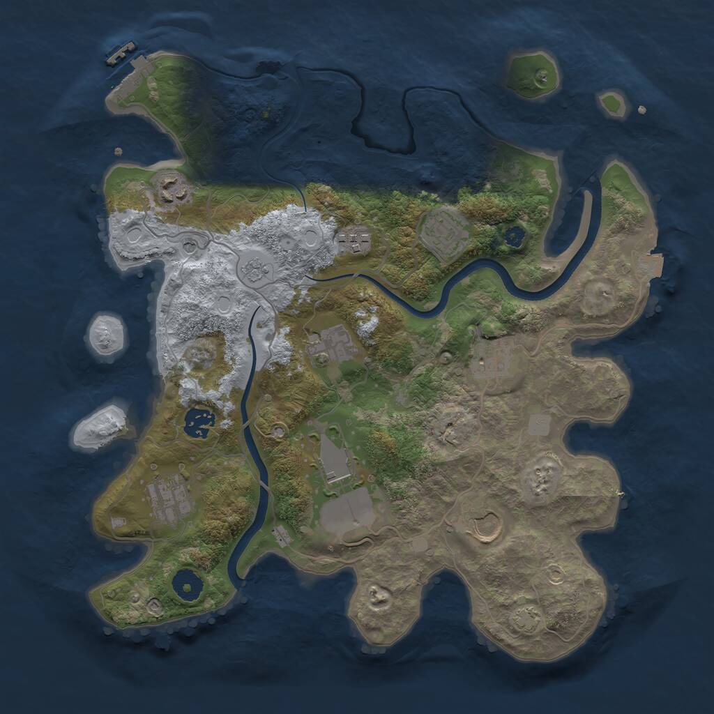Rust Map: Procedural Map, Size: 3500, Seed: 68906145, 14 Monuments