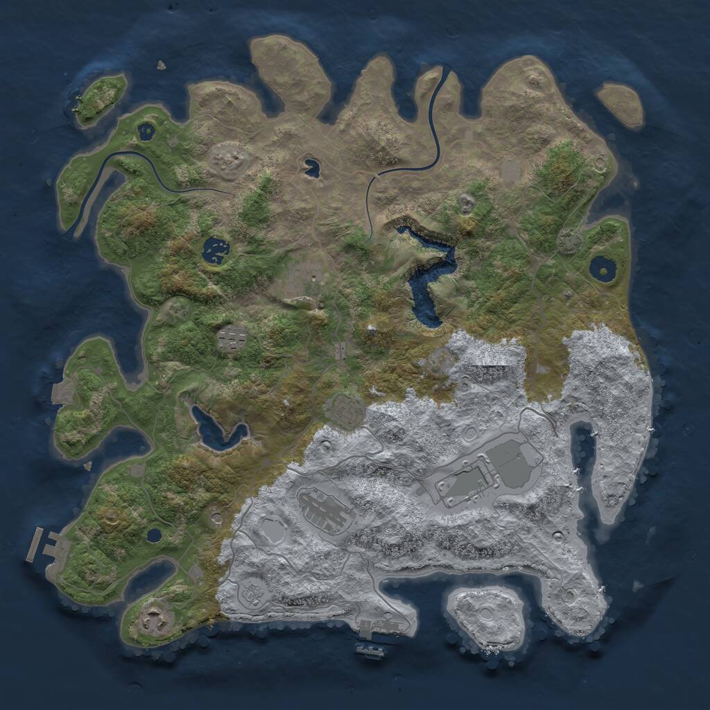 Rust Map: Procedural Map, Size: 4000, Seed: 352482854, 13 Monuments