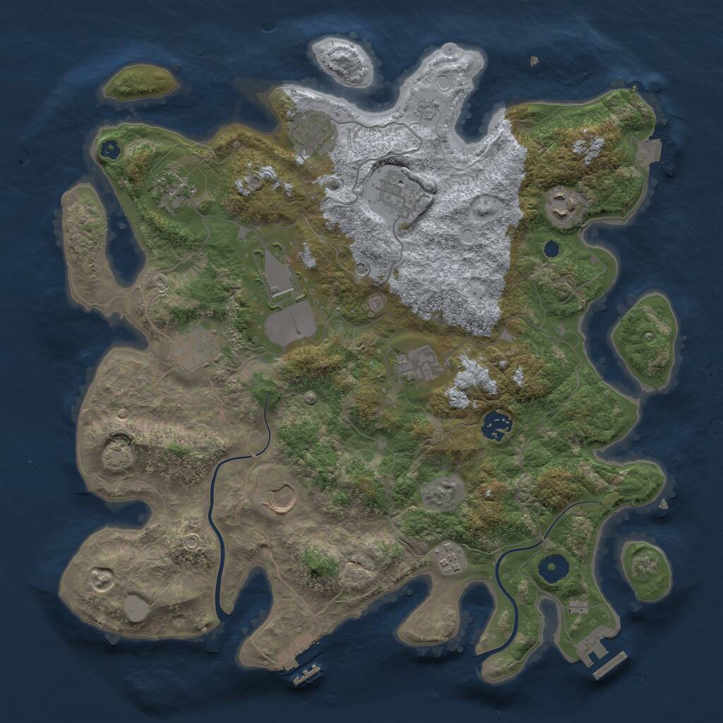 Rust Map: Procedural Map, Size: 3750, Seed: 1145499775, 16 Monuments