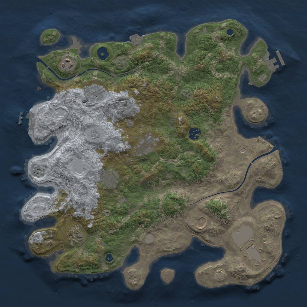 Rust Map: Procedural Map, Size: 3850, Seed: 6, 15 Monuments