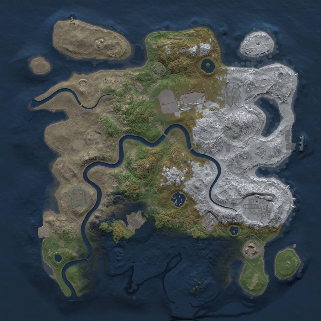 Rust Map: Procedural Map, Size: 3500, Seed: 1480306637, 14 Monuments