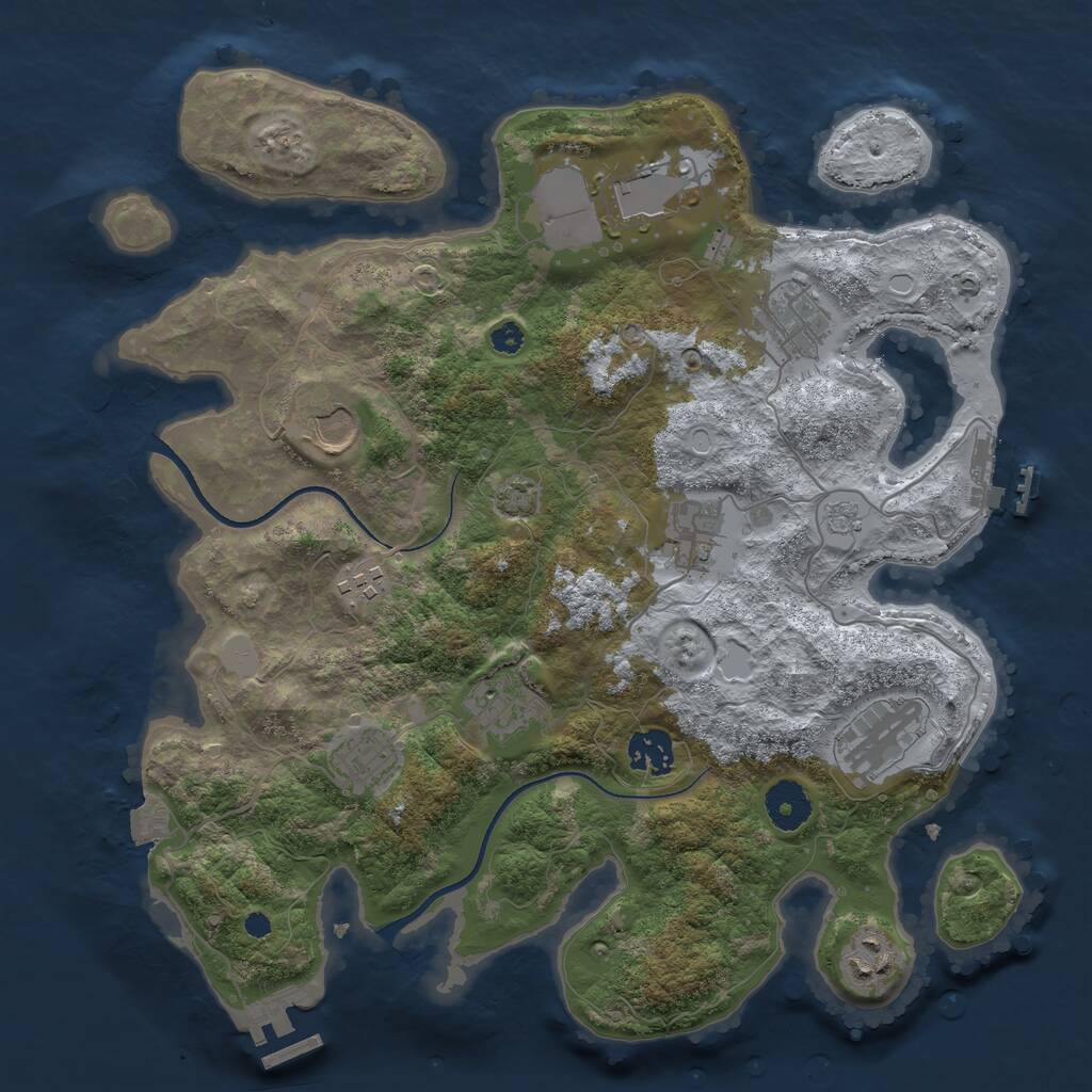 Rust Map: Procedural Map, Size: 3500, Seed: 1480306637, 15 Monuments