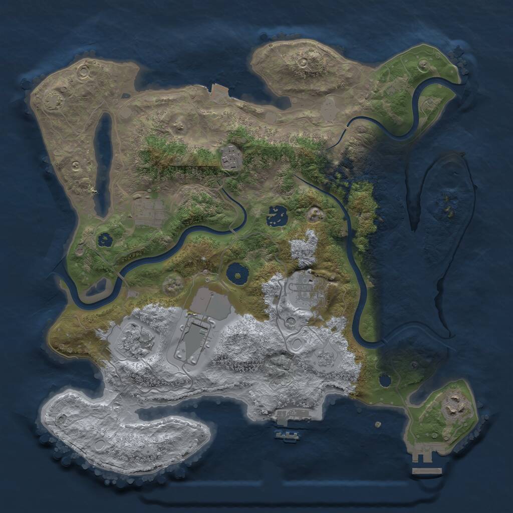Rust Map: Procedural Map, Size: 3500, Seed: 617399139, 13 Monuments