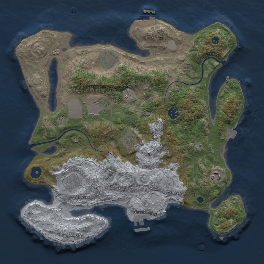 Rust Map: Procedural Map, Size: 3500, Seed: 617399139, 13 Monuments