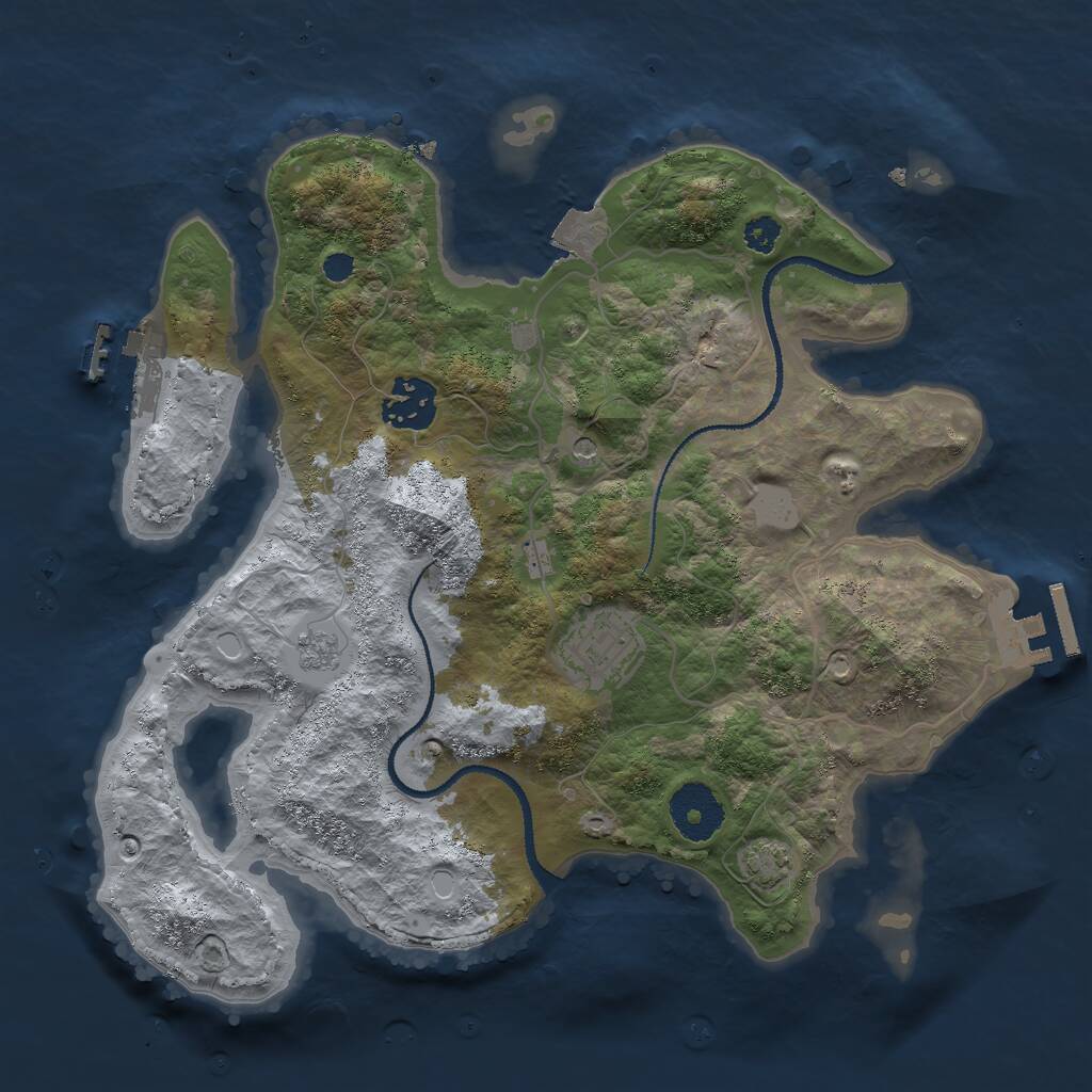 Rust Map: Procedural Map, Size: 3000, Seed: 770555046, 8 Monuments