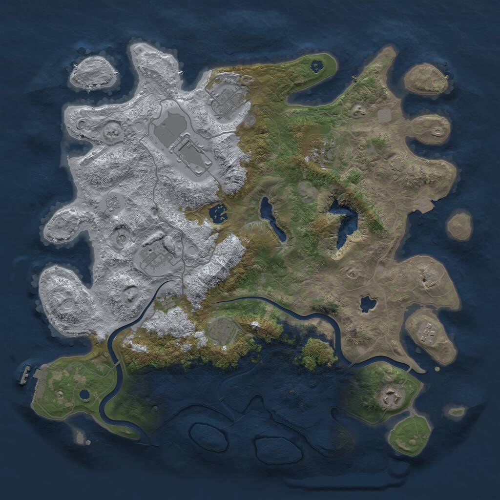 Rust Map: Procedural Map, Size: 4000, Seed: 458563159, 13 Monuments