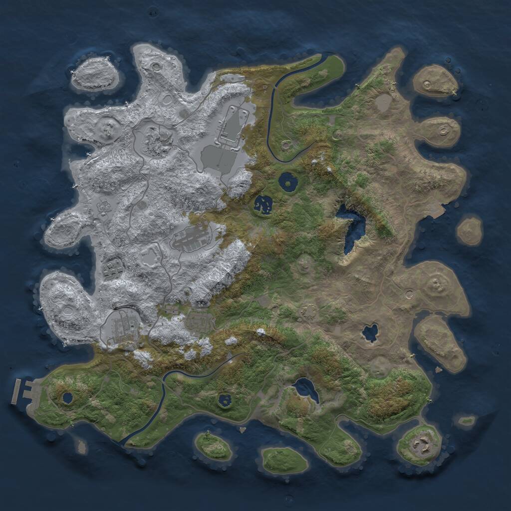 Rust Map: Procedural Map, Size: 4000, Seed: 458563159, 13 Monuments