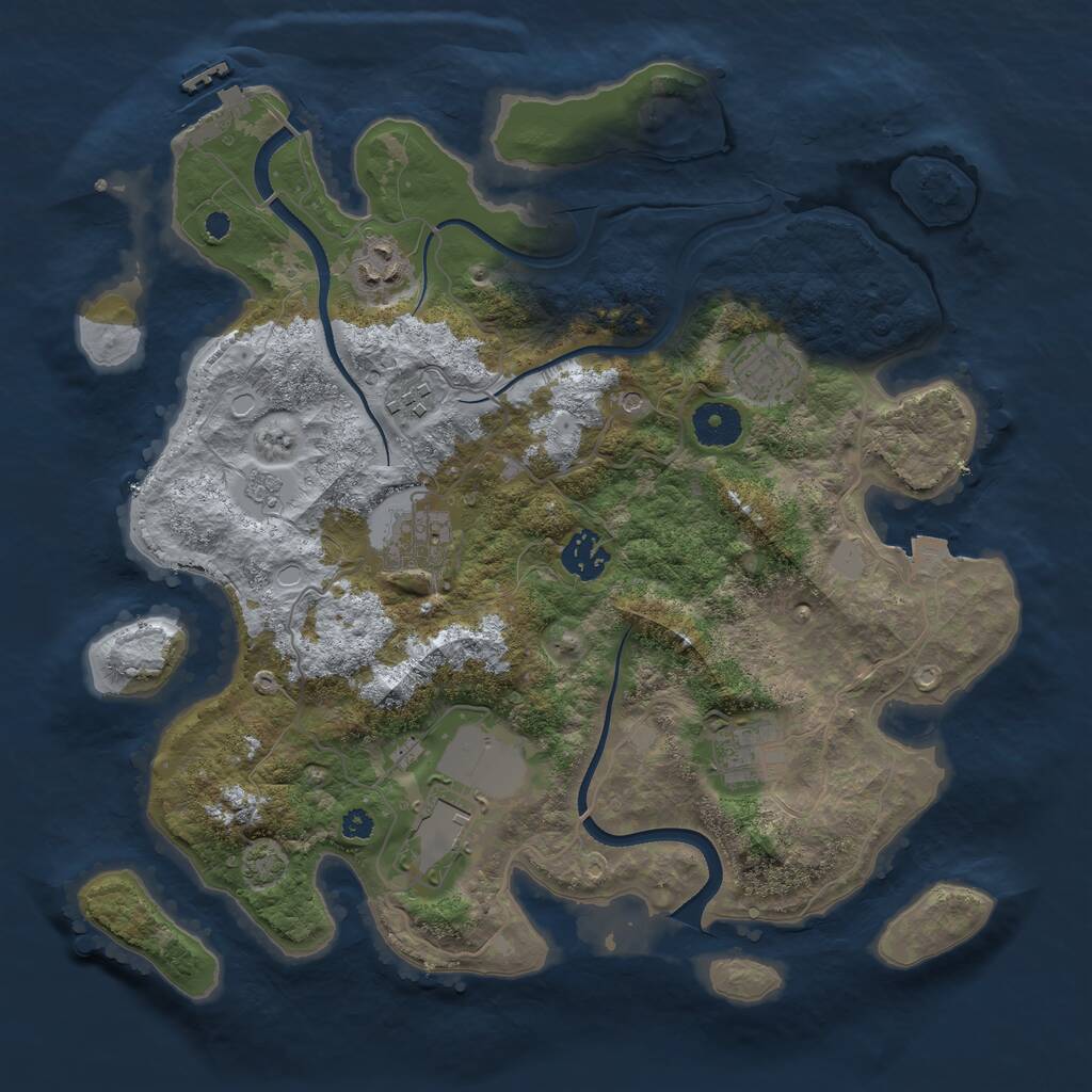 Rust Map: Procedural Map, Size: 3500, Seed: 475046854, 12 Monuments