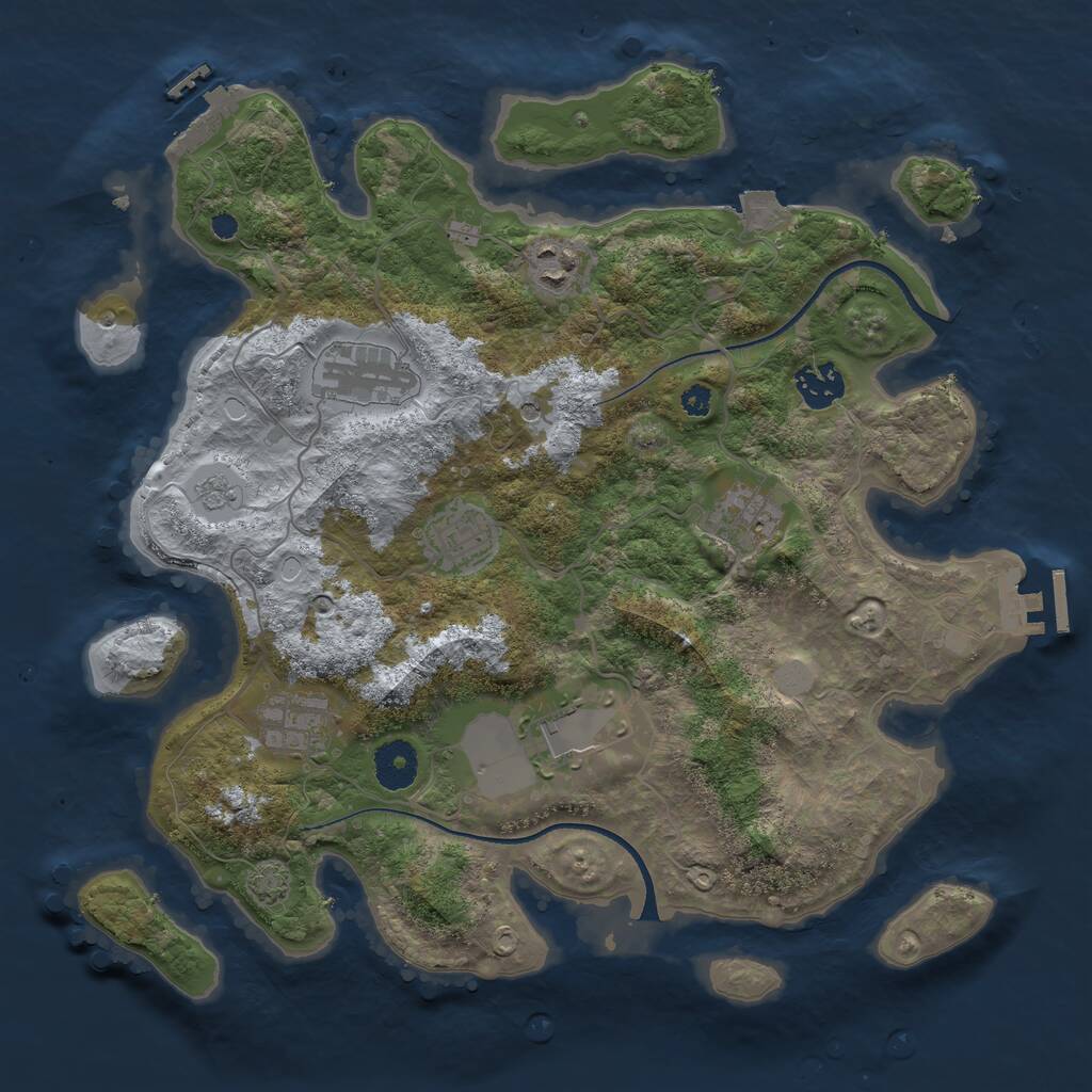 Rust Map: Procedural Map, Size: 3500, Seed: 475046854, 13 Monuments