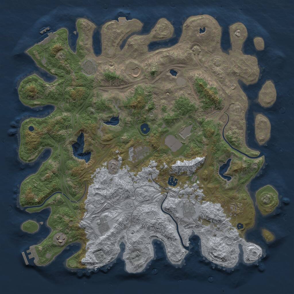 Rust Map: Procedural Map, Size: 4500, Seed: 2119978544, 16 Monuments