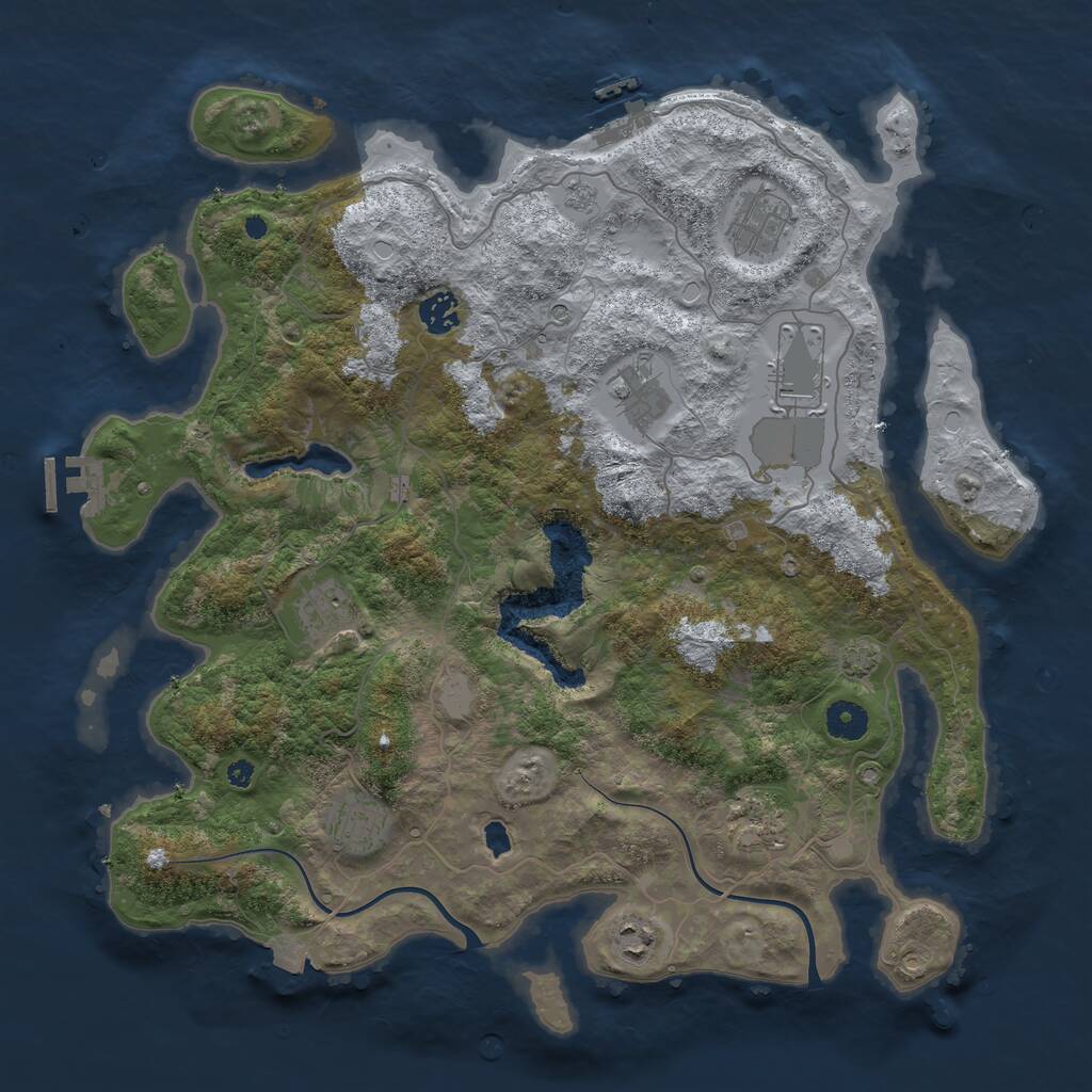 Rust Map: Procedural Map, Size: 4000, Seed: 1225339457, 14 Monuments