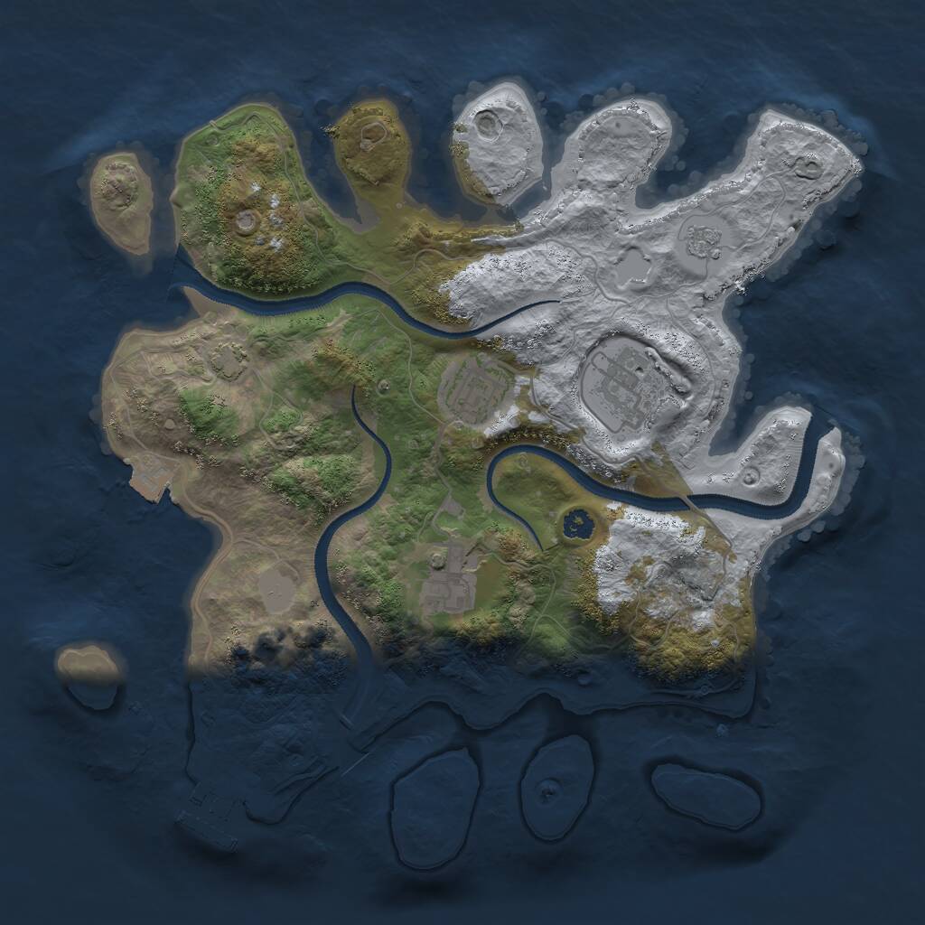 Rust Map: Procedural Map, Size: 3000, Seed: 20983, 7 Monuments