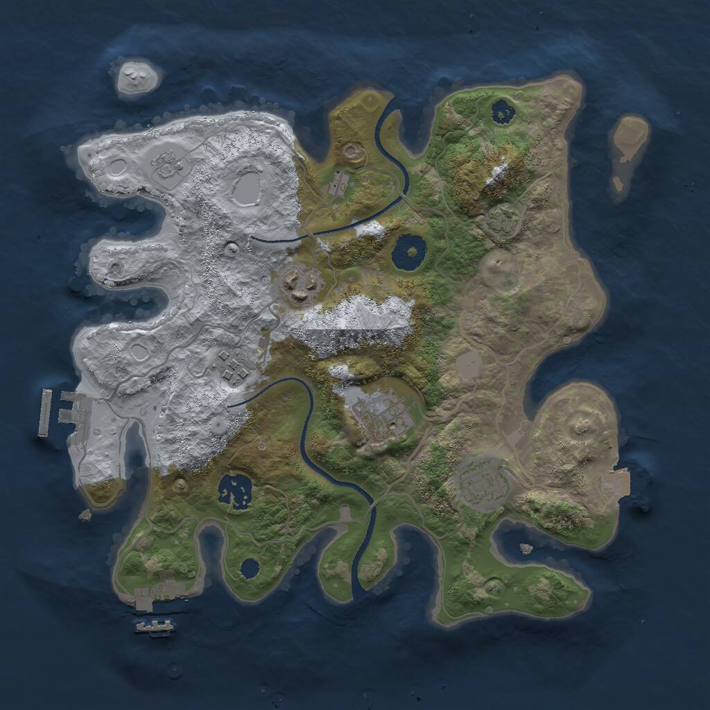 Rust Map: Procedural Map, Size: 3000, Seed: 2013379712, 10 Monuments