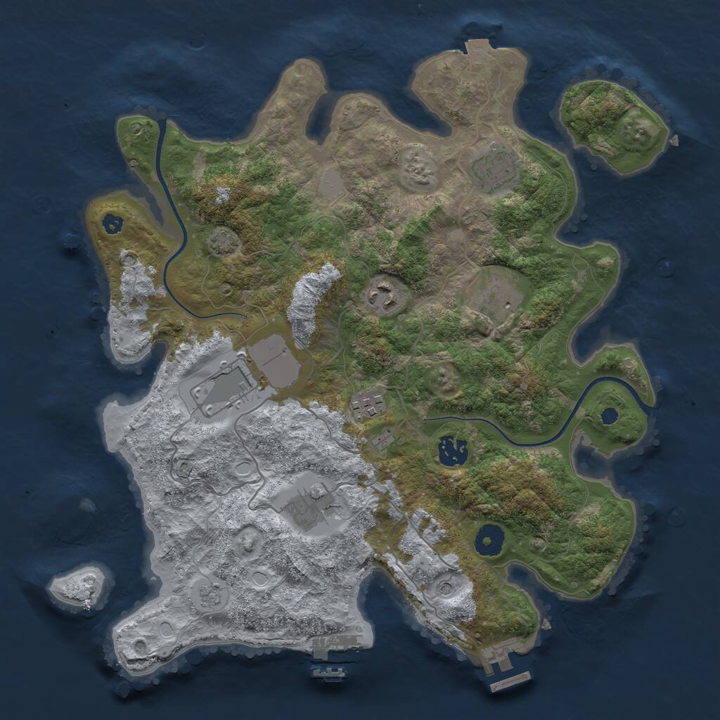 Rust Map: Procedural Map, Size: 3500, Seed: 1245657561, 13 Monuments